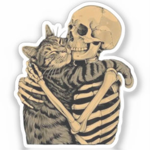  Skeleton Hugging Cat – Cute Gothic Cat Lover Gift