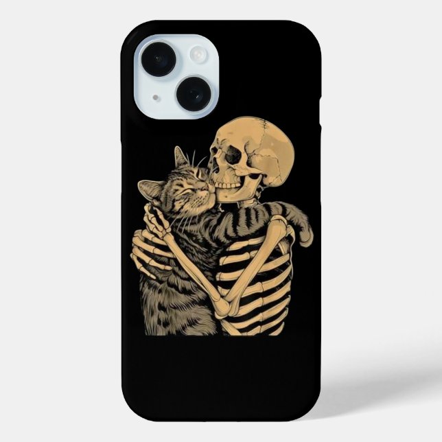  Skeleton Hugging Cat – Cute Gothic Cat Lover Gift Case-Mate iPhone Case (Back)