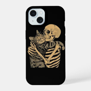 Skeleton Hugging Cat – Cute Gothic Cat Lover Gift iPhone 15 Case