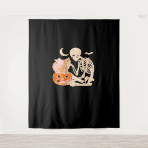 Skeleton Hugging Cat Halloween Cat Lover Cat Class Tapestry