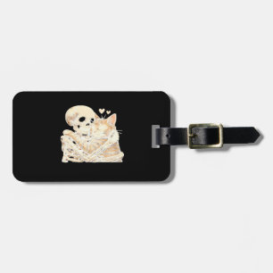 Skeleton Hugging Cat Halloween Cat Lover Cat Mom D Luggage Tag