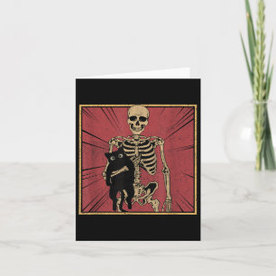 Skeleton Hugging Cat Halloween Cat Lover Cat Mum D Card