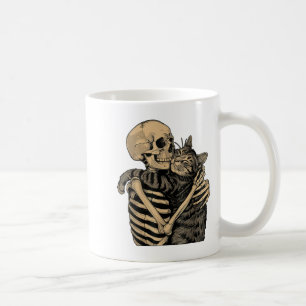 Skeleton Hugging Cat Halloween Cat Lover Cat Mum D Coffee Mug