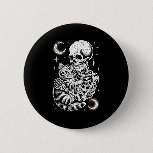 Skeleton Hugging Cat Halloween Kitty Lover Kitties 6 Cm Round Badge