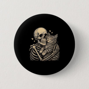 Skeleton Hugging Cat Halloween Shirts Cat Lover Ca 6 Cm Round Badge