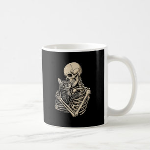Skeleton Hugging Tabby Cat - Gothic Love Mug