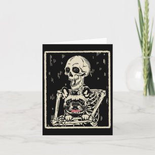 Skeleton Hugs French Bulldog Halloween Dog Lover Card