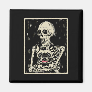 Skeleton Hugs French Bulldog Halloween Dog Lover  Magnet