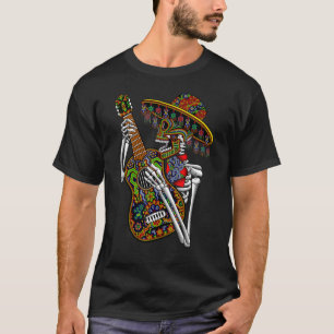 Skeleton Huichol Mexican Mariachi Dia de los Muert T-Shirt