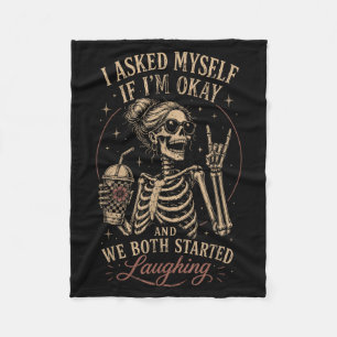 Skeleton Humour Gothic Sarcasm Funny Quote Retro Fleece Blanket