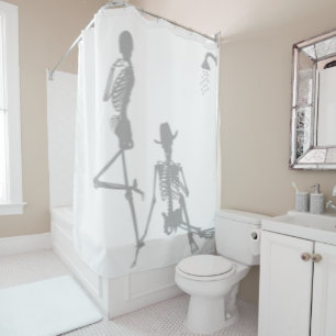 Skeleton Humour Shower Funny Cowboy Silhouette Bat Shower Curtain