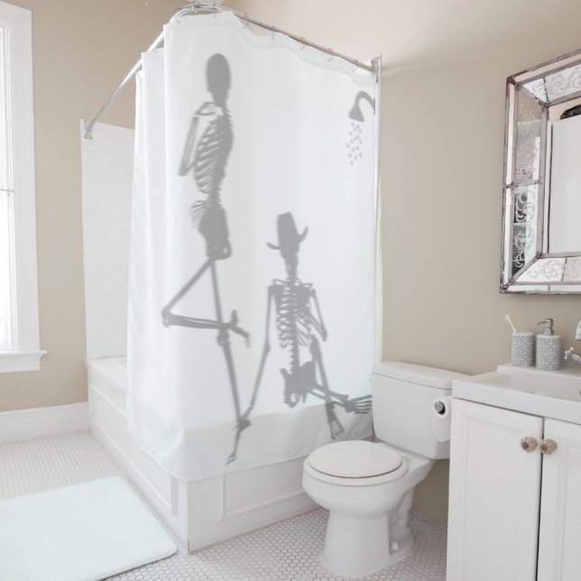 Skeleton Humour Shower Funny Cowboy Silhouette Bat Shower Curtain (In Situ)