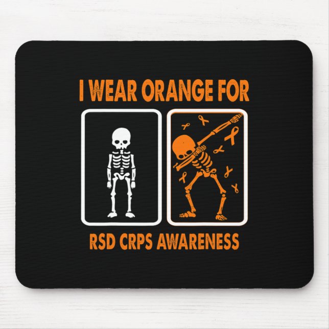Skeleton I Wear Orange For RSD CRPS Awareness  Mouse Mat (Front)