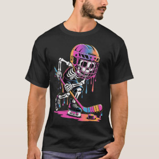 Skeleton Ice Hockey Drip Youth Boys Dripping T-Shirt