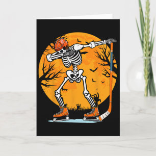 Skeleton Ice Hockey Halloween Boys Dabbing Hallowe Card