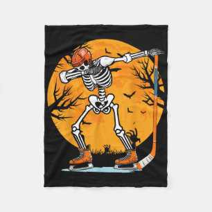Skeleton Ice Hockey Halloween Boys Dabbing Hallowe Fleece Blanket