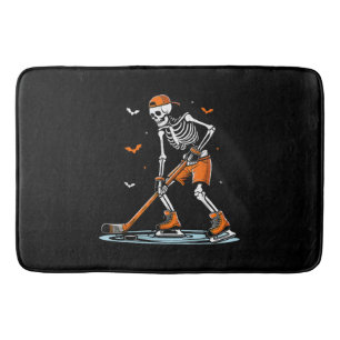 Skeleton Ice Hockey Halloween Boys Funny Halloween Bath Mat