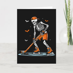 Skeleton Ice Hockey Halloween Boys Funny Halloween Card