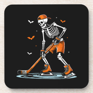 Skeleton Ice Hockey Halloween Boys Funny Halloween Coaster