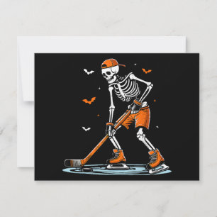 Skeleton Ice Hockey Halloween Boys Funny Halloween Holiday Card