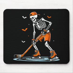 Skeleton Ice Hockey Halloween Boys Funny Halloween Mouse Mat