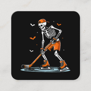 Skeleton Ice Hockey Halloween Boys Funny Halloween Square Business Card