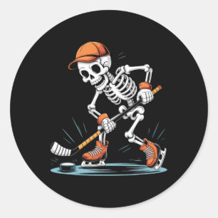Skeleton Ice Hockey Halloween Costume Classic Round Sticker