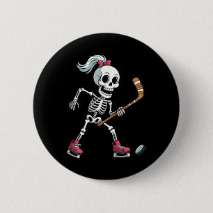 Skeleton Ice Hockey Halloween Costume Funny Women 6 Cm Round Badge