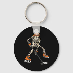 Skeleton Ice Hockey Halloween Costume Gift For Men Key Ring