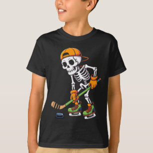 Skeleton Ice Hockey Halloween Costume Men Boys Hoc T-Shirt
