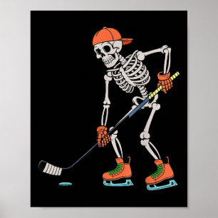 Skeleton Ice Hockey Halloween Costume Men Boys Kid Poster