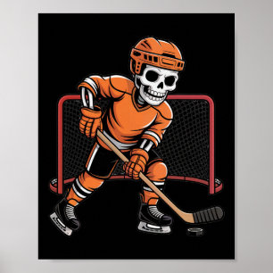 Skeleton Ice Hockey Halloween Costume Men Boys Kid Poster