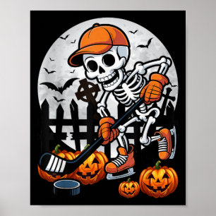 Skeleton Ice Hockey Halloween Costume Men Boys Kid Poster
