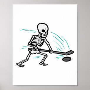 Skeleton Ice Hockey Halloween Costume Men Boys Kid Poster