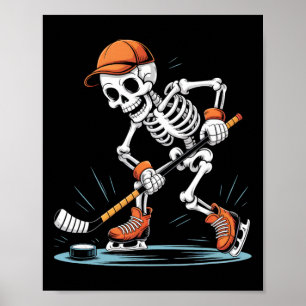 Skeleton Ice Hockey Halloween Costume Poster