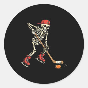 Skeleton Ice Hockey Halloween Costume Spooky Sport Classic Round Sticker