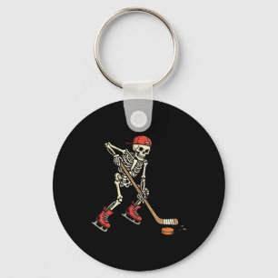 Skeleton Ice Hockey Halloween Costume Spooky Sport Key Ring