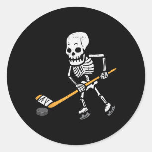 Skeleton Ice Hockey Halloween Costume Spor Men Boy Classic Round Sticker