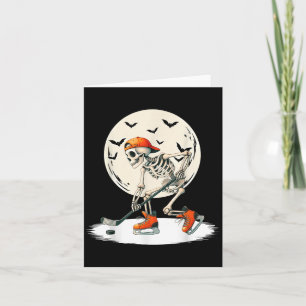 Skeleton Ice Hockey Moon Halloween Men Boys Kids  Card