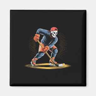 Skeleton Ice Hockey Player Funny Skater Design  Magnet