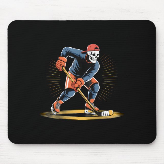 Skeleton Ice Hockey Player Funny Skater Design  Mouse Mat (Front)