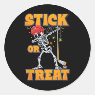 Skeleton Ice Hockey Player Halloween Costume Boys Classic Round Sticker