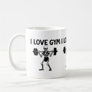 Skeleton Illustration & I love Gym Typography Coffee Mug