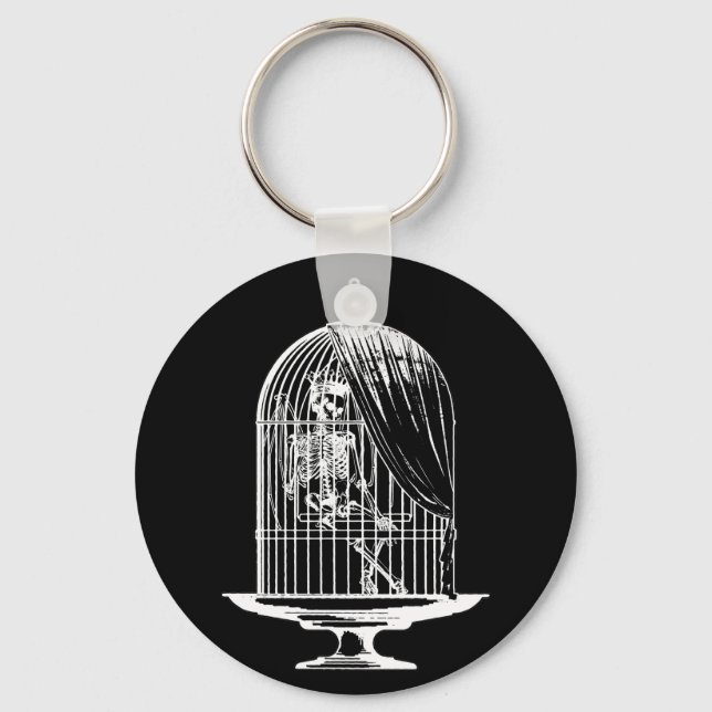 Skeleton in a Birdcage Key Ring (Front)