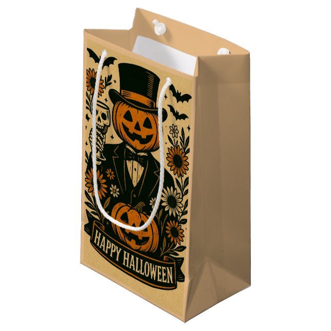 Skeleton in a Tuxedo Spooky Party Favour Bags (Front Angled)