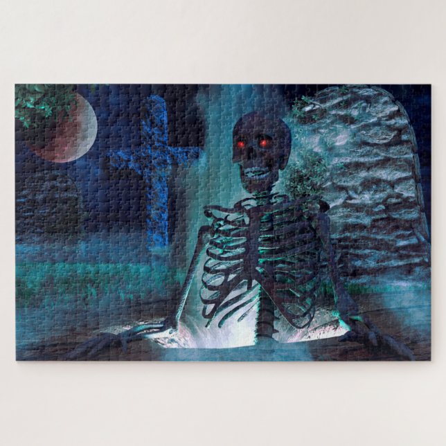 Skeleton in Graveyard Jigsaw Puzzle (Horizontal)