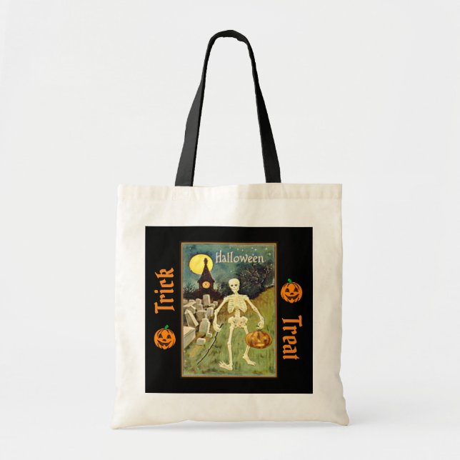 Skeleton in Graveyard Trick or Treat Bag (Front)