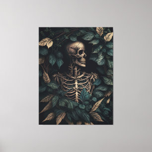 Skeleton in Plants Canvas Print