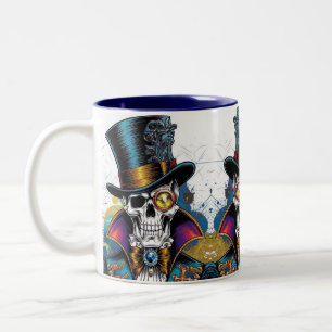 Skeleton in Victorian Elegance Two-Tone Coffee Mug
