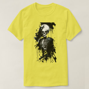 Skeleton Ink Splatter Halloween T-Shirt